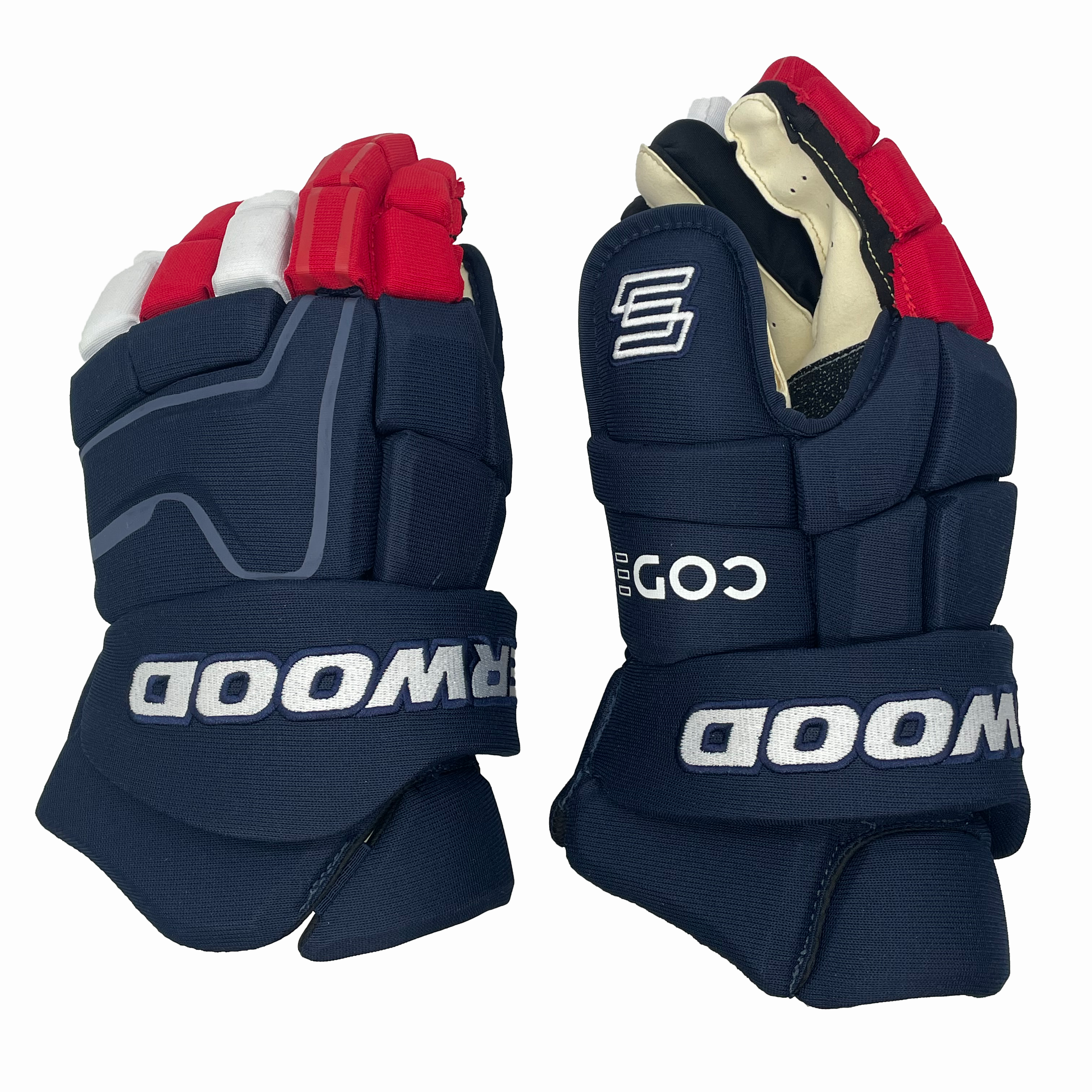 Sherwood Code Encrypt Pro – Gant NHL Pro Stock – Équipe USA 4-Nations LE (bleu marine/rouge/blanc)